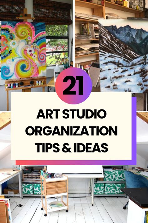 Head over to the blog to check out my art studio organization tips work where we will explore art studio organization ideas and organizing an art studio for best performance and creativity. Artist Studio Workspaces, Art Studio Organization Ideas, Studio Organization Ideas, Garage Art Studio, Ikea Art, Art Studio Storage, Art Recipes, Craft Studios, Small Art Studio