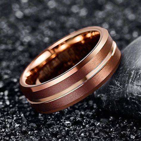 Brushed Finished in Gold Brown Tungsten Carbide Ring. Available in surface width 6mm & 8mm. Scratch-resistant & Tarnish-resistant. Hypoallergenic. Hardest, Most Durable Metals on Earth. 🔴40% Off Second Ring❗ Product ID: Santa Rings View at https://www.tiara.com.sg/collections/wedding-tungsten/products/santa-tungsten-ring www.Tiara.com.sg Rose Gold Mens Wedding Band, Rose Gold Tungsten Ring, Rose Gold Mens Ring, Rose Gold Tungsten, Mens Gold Wedding Band, Mens Wedding Bands Tungsten, Tungsten Mens Rings, Tungsten Carbide Rings, Rose Gold Wedding Bands