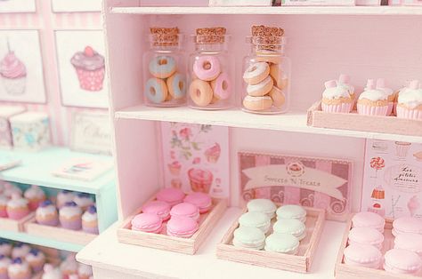 Most popular tags for this image include: food, pink, cute, donuts and sweet Cute Bakery, Cupcake Shops, Blue Cottage, Miniature Cake, Bakery Design, Bakery Shop, Pastry Shop, Kawaii Food, Kawaii Shop