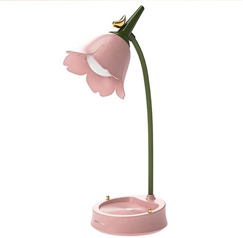 magical JD LED Desk Lamp Cordless Table Light Adjustable Gooseneck Dimmable Touch Rechargeable Battery Eye-Caring Night Light for Kids,Mini Cute Lamp for College Dorm Bedroom Reading (Pink) - - Amazon.com Table Reading Lamp, Table Reading, Flower Lamp Shade, Book Lamp, Pink Desk, Flower Bedroom, Led Desk, Cute Flower, Bedside Table Lamps