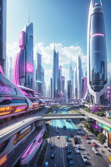 Future Cities Concept, Modern Future City, Hyperloop Train, Sci Fi City Concept Art, Cyberpunk City Concept Art, Sci Fi City Futuristic Architecture, Future City Concept, Futuristic City Art, Subterranean City