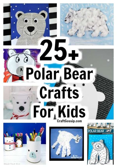 These 25 Polar bear crafts are perfect for creating some wintertime fun in your classroom or the homeschool classroom. Most of them only require basic crafting supplies such as paints and glue.   Polar bears are cute to look at and … Read More ... Bear Crafts For Toddlers, Polar Bear Craft Preschool, Polar Bear Preschool, Bear Craft Ideas, Polar Bear Crafts For Kids, Bear Crafts For Kids, Polar Bears Preschool, Polar Bear Crafts, Polar Bear Winter Craft