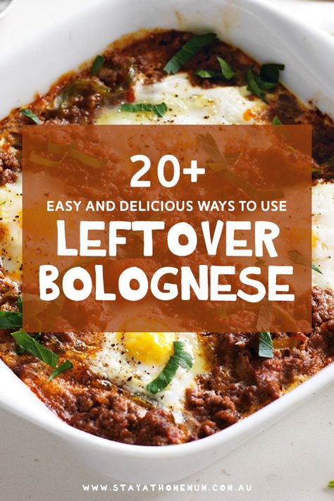 There is so much you can do with your bolognese sauce to stretch it into 2 meals - or more! Recipes With Bolognese Sauce, Ways To Use Leftover Spaghetti Sauce, What To Do With Leftover Meat Sauce, Leftover Spaghetti Bolognese Ideas, Leftover Bolognese Ideas, Recipes Using Leftover Spaghetti Sauce, Leftover Spaghetti Meat Sauce Ideas, Leftover Meat Sauce Recipes, Meat Sauce Leftovers Ideas