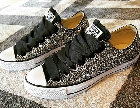 Converse Bling Shoes, Bedazzled Converse, Sequin Converse, Wedge Tennis Shoes, Converse Wedding Shoes, Bedazzled Shoes, Custom Sneakers Diy, Painted Sneakers, Sparkle Shoes