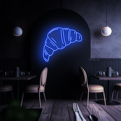 Croissant Neon Sign, Room Neon Lights, Kitchen Island Interior, Pendant Light Over Kitchen Island, Neon Lights Wallpaper, Neon Light Aesthetic, Neon Lights Room, Name Neon Light, Island Interior, Lights Signs