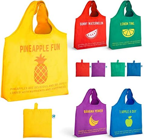 Best Reusable Grocery Bags, Folding Shopping Bags, Watermelon And Lemon, Baggu Bags, Plastic Shopping Bags, Yangzhou, Foldable Bag, Merchandise Bags, Bags Ideas