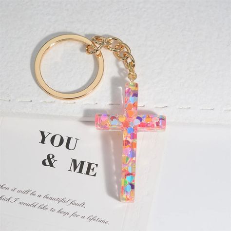 45550463484136 Resin Cross Keychain, Christian Key Chains, Christan Gifts, Christian Keychain Ideas, Gifts For Christian Women Ideas, Things For Birthday, Christian Birthday Gifts, Car Keys Keychain Ideas, Cute Keychains For Car Keys