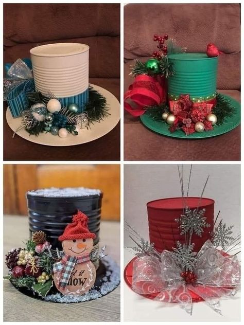 Christmas Decorations Centerpiece, Snowman Hat, Handmade Christmas Crafts, Christmas Crafts To Make, Diy Snowman, Christmas Ornament Crafts, Christmas Crafts Decorations, Candy Land Christmas, Christmas Wreaths Diy