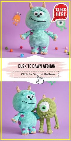 Monsters Inc Crochet, Easy Crochet Amigurumi, Scrap Crochet, Crochet Monsters, Crochet Baby Shoes Pattern, Crochet Disney, Quick Crochet Patterns, Halloween Crochet Patterns, Crochet Dragon