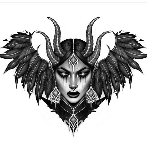 Angel Or Demon, Front Neck Tattoo, Chest Tattoo Drawings, Full Neck Tattoos, Where Tattoo, Valkyrie Tattoo, Medusa Tattoo Design, Card Tattoo Designs, Throat Tattoo