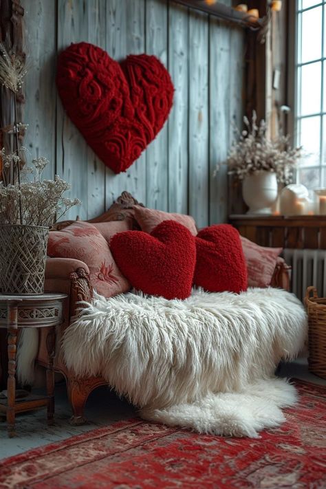 valentine's day inspo Valentines Day Apartment Decor, Valentine Backdrop Ideas, Valentine Room Decor, Front Porch Holiday Decor, Valentines Day Card Sayings, Valentines Porch, Porch Holiday Decor, Cozy Valentines, Valentine Backdrop