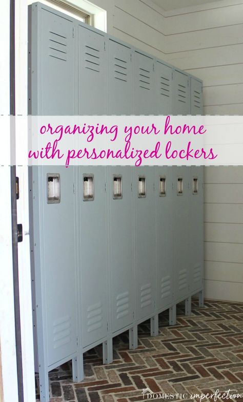 Metal lockers for household storage - how to paint them and make them your own! Doublewide Remodel, Locker Crafts, Entry Way Lockers, Home Lockers, Diy Locker, Vintage Lockers, Mudroom Decor, Metal Lockers, Organized Living