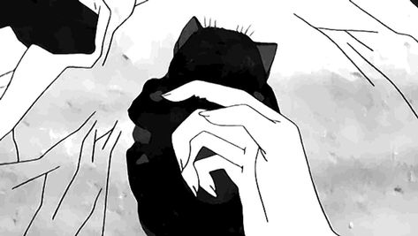 :: 🥀 Kitty Gif Banner, Gray Banner Gif, Black And White Anime Gif, Gray Banner, Black And White Gif, Gif Background, Black Cat Anime, Black Banner, Animated Banners