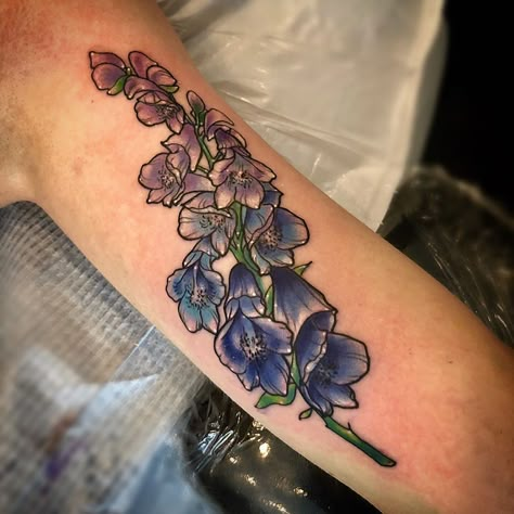 Wolf’s Bane 💜💙 . . . . . #wolfsbane #flowertattoo #floraltattoo #girlytattoos #jakitatu Wolfs Bane Tattoo, Wolfsbane Flower Tattoo, Wolfs Bane Flower Tattoo, Wolfsbane Drawing, Wolfsbane Flower, Wolfsbane Tattoo, Accent Flowers, Tattoo Concepts, Floral Tattoos