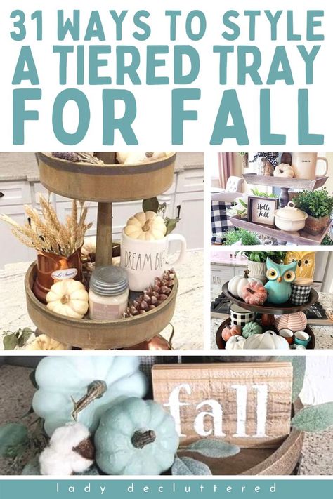 Looking for a new fall decor idea? Fall is the perfect time to bring out all your favorite decorations and make your home feel cozy. This tiered tray is an easy way to spice up any room in your house, and it’s so simple that even beginners can do it. How To Decorate A Tray, Fall Tiered Tray Decor Ideas, Fall Decorations Indoor, Decorating Trays, Doorstep Decor, Tiered Tray Decor Ideas, Country Fall Decor, Natural Fall Decor, Tray Decor Ideas