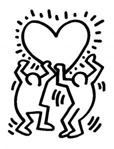 Keith Haring - Free printable Coloring pages for kids Haring Tattoo, Keith Haring Poster, Keith Haring Art, Haring Art, Heart Outline, Soyut Sanat Tabloları, Keith Haring, Free Printable Coloring, Free Printable Coloring Pages