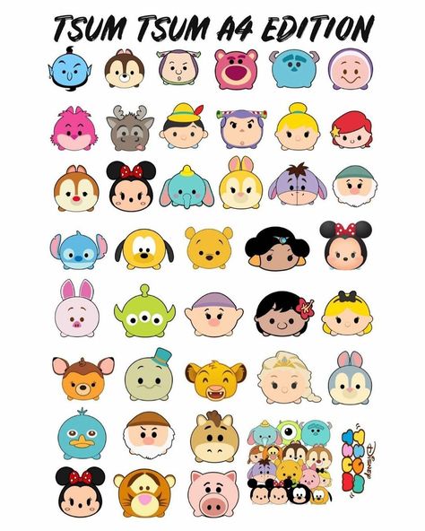 Tsum Tsum Characters, Food Sticker, Cute Easy Doodles, Assalamualaikum Image, Disney Tsum Tsum, Custom Sticker, Tsum Tsum, Simple Doodles, Digital Art Tutorial