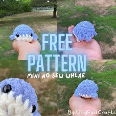 free pattern mini no sew whlae whale Easy Crochet Patterns Free Beginners, Crochet Project Free, Crochet Whale, Lilly Pad, Instagram Pattern, Crochet Market, Crochet Plushies, Crochet Tutorial Pattern, Fluffy Yarn