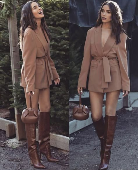 Brown Crocodile Boots Outfit, Austin Outfits, Lawyer Girl, Olivia Culpo Style, Olivia Culpo, Looks Street Style, Looks Chic, Street Style Outfit, Boots Outfit