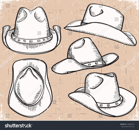 cowboy hat collection .Vector clothes isolated on white #Ad , #spon, #collection#hat#cowboy#Vector Cowboy Hat Drawing, Cowboy Draw, Vector Clothes, Hat Drawing, Cowboy Tattoos, Collection Clothes, Cow Tattoo, Western Artwork, Chapeau Cowboy