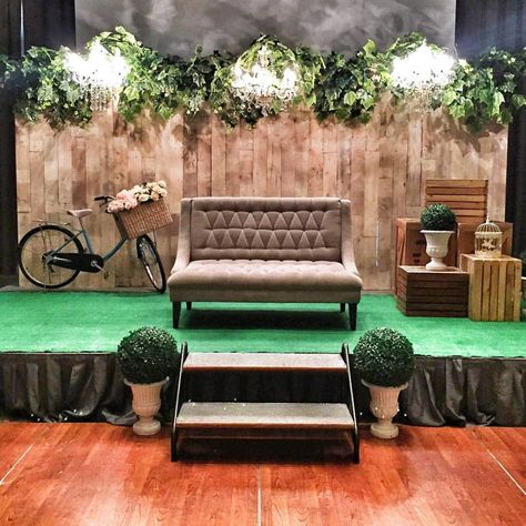 Bohemian Rustic Acoustic Set Stage, Photoop Ideas, Raya Backdrop, French Vineyard, Debut Theme, Garden Backdrop, Reception Stage Decor, Garden Party Bridal Shower, Garden Party Theme