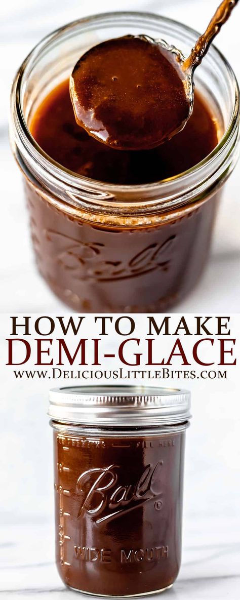 Red Wine Demi Glaze Recipe, Demi Glaze Recipe, Demi Glaze Sauce, Demi Glaze, Beef Sauce, Homemade Condiments, Condiment Recipes, Brown Sauce, Steak Sauce