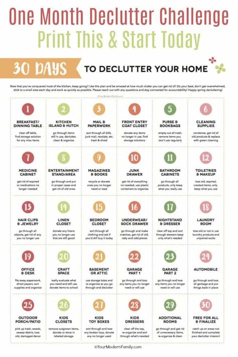 30 Day Declutter Challenge, 30 Day Declutter, Minimalism Challenge, Declutter Home, Declutter Challenge, Ab Challenge, House Cleaning Checklist, Declutter Your Life, Organizing Hacks