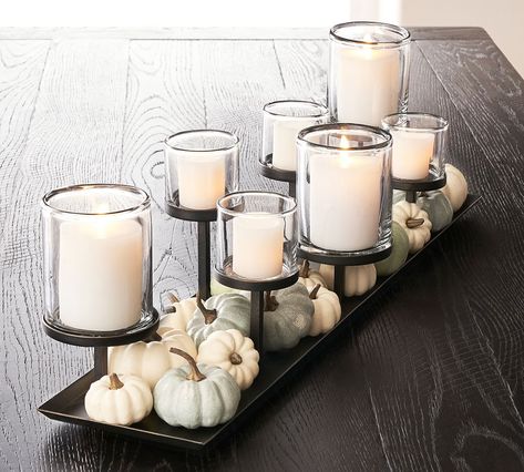 Pillar Candle Centerpieces, Creative Centerpieces, Pumpkin Vase, Candle Centerpiece, Wooden Dough Bowl, Candleholder Centerpieces, Modern Fall, Mini Pumpkins, Pillar Candle Holders