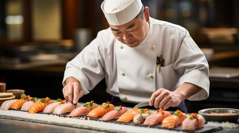 Sushi Preparation Art: A meticulous sushi chef expertly prepares sushi with precision and care in a professional kitchen. #sushi #chef #japanesefood #foodart #culinary #gourmet #gastronomy #foodphoto #aiphoto #stockcake ⬇️ Download and 📝 Prompt 👉 https://stockcake.com/i/sushi-preparation-art_112754_9763 Sushi Preparation, Salmon Sushi Rolls, Chefs Plate, Salmon Sushi, Sushi Chef, Japanese Kitchen, Sushi Restaurants, Japanese Dishes, Gourmet Kitchens