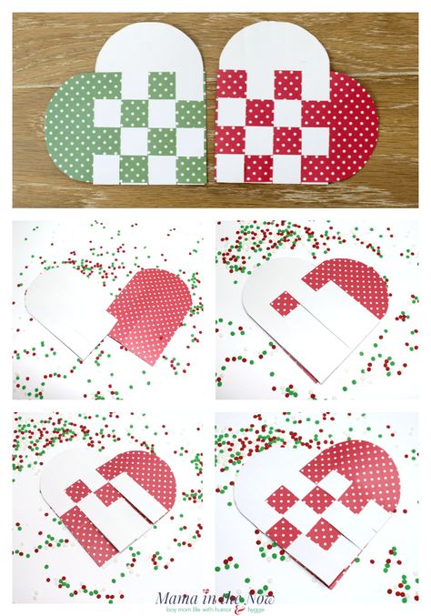 Use these instructions and printable template to make your own Danish Christmas woven heart ornament. These step-by-step instructions are everything you need. #Danish #hygge #homemadeornament #papercraft #papercraftforkids #MamaintheNow Scandinavian Woven Hearts, Scandinavian Heart Pattern, Swedish Felt Heart, Swedish Hearts Pattern, Scandinavian Christmas Decorations Diy, Heart Patterns Printable, Christmas Paper Decorations, Scandinavian Heart, Felt Hearts Crafts