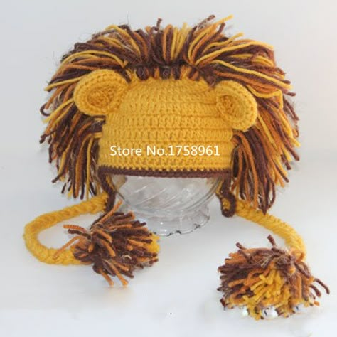 Crochet Baby Costumes, Crochet Animal Hats, Lion Hat, Baby Hat Sizes, Lion Baby, Lion Costume, Crochet Lion, Baby Props, Animal Hats