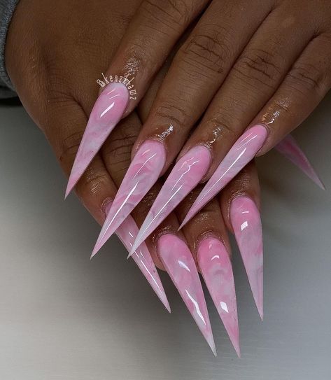 KENNEDY on Instagram: “luv me sum stilettos💗 • @kenzklawz • January bookings are now OPEN✨ Want this look? Book “Marble Set”+ xl add on 💖 • - using “Krystal”…” Stilleto Aura Nails, Marble Stiletto Nails, Cute Stiletto Nails Designs, Xl Stiletto Nails, Braid Nails, Unicorn Barbie, Acrylic Nails Stiletto, Stilleto Nails Designs, Pointed Nails