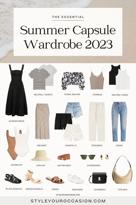 [Ad] Learn How To Curate An Effortless And Elevated Summer Capsule Wardrobe For 2023. This Capsule Is Incredibly Versatile With A Multitude Of Chic Outfit Possibilities And The Summer Capsule Wardrobe Checklist Will Be Your Perfect Guide. #summerwardrobeessentials2023 Summer Holiday Capsule Wardrobe, Capsule Wardrobe 2023, 2023 Minimalist, Travel Capsule Wardrobe Summer, Realistic Fashion, Wardrobe Checklist, Minimalist Wardrobe Capsule, Minimalist Wardrobe Essentials, Holiday Capsule Wardrobe