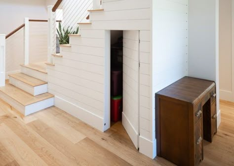 Under Stairs Storage Door Ideas, Hidden Playroom Under Stairs, Hidden Door Under Staircase, Small Door Under Stairs, Murphy Door Under Stairs, Under Stairs Storage Door, Under Stairs Hidden Door, Hidden Stair Storage, Hidden Door Under Stairs