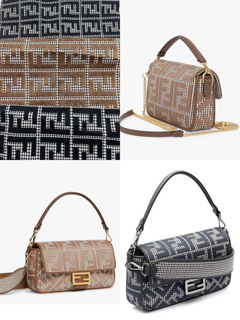 Fendi Monogram, Houndstooth Fabric, Fendi Bag, Crochet Handbags, Vintage Fabrics, Fendi Baguette, Louis Vuitton Damier, Luxury Bags, Upholstery