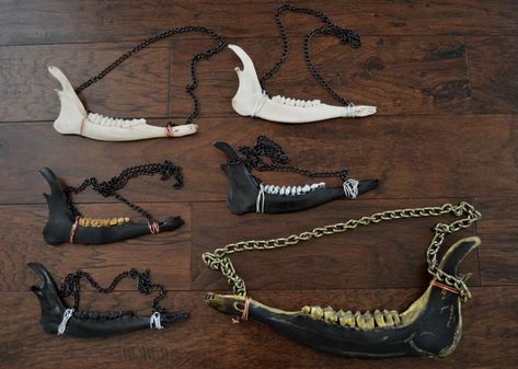 🌙 UPDATED LISTING 🌙 Added some deer jawbones to my necklace listing! Amazing how big cows are in comparison! I have quite a few styles to pick from, go indulge on wearing some one of a kind pieces! Link in bio or Strixessabre.bigcartel.com #deerskull #cowbones #animalbone #animalskull #animalbones #witchcraft #blackmetal #deathmetal #esoteric #occult #greenwitch #bonejewellery #jawbone #bonenecklace #vultureculture #jawbonenecklace #deathrock #odditiesandcuriosities Patches Art, Battle Jackets, Vulture Culture, Battle Jacket, Cow Bones, Bone Necklace, Jaw Bone, Deer Skulls, Animal Bones