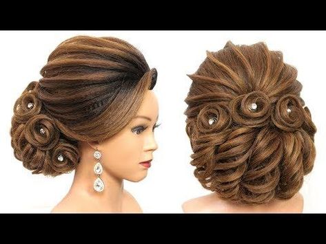 Bridal Updo Tutorial, Wedding Updo Tutorial, Fruit Carvings, Hairstyle Video, Sanggul Modern, Hair Updos Tutorials, Prom Hairstyle, Updo Tutorial, Bridal Hair Buns