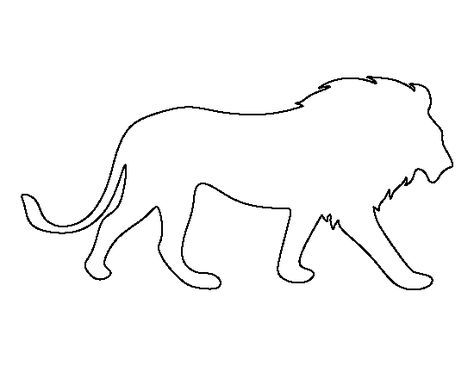 Lion pattern. Use the printable outline for crafts, creating stencils, scrapbooking, and more. Free PDF template to download and print at http://patternuniverse.com/download/lion-pattern/ Lion Template Free Printable, Animal Outlines Templates, Lion Outline Tattoo, Lion Template, Lion Outline, Silhouette Lion, Lion Printable, Lion Stencil, Printable Outline