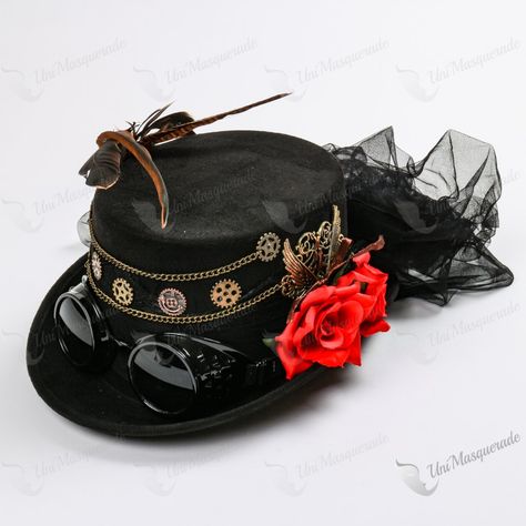 Steampunk Accessories Women, Steampunk Hats Women, Steampunk Fascinator, Steampunk Mad Hatter, Mad Hatter Cosplay, Punk Hat, Goggles Women, Steampunk Hats, Top Hats For Women