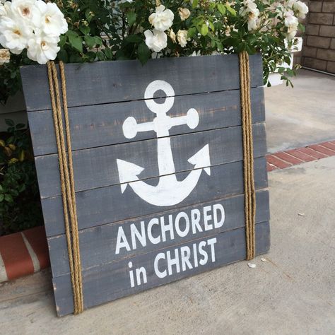 wood anchor sign 9 Anchored In Christ, Wood Sign Diy, Nautical Signs, Anchor Decor, Wooden Signs Diy, Bible School Crafts, Vbs Crafts, Woodworking For Kids, Diy Projects For Kids