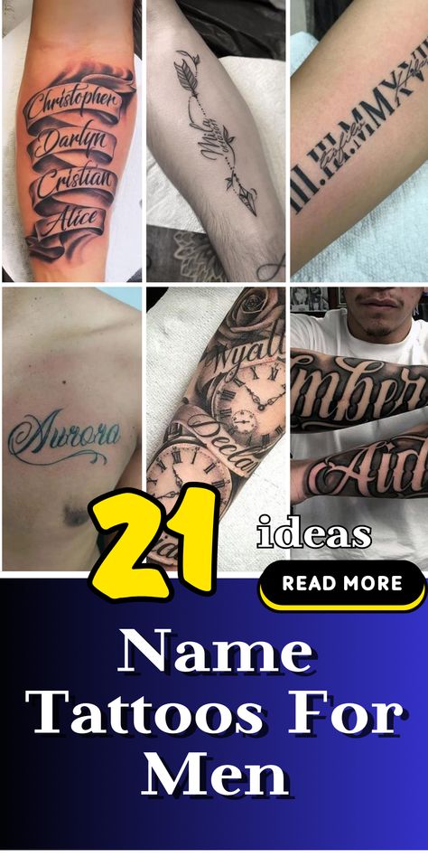 Bold Name Tattoos for Men: Embrace Style with Personal Ink Family Name Tattoos For Men, Family Tattoo Ideas For Men Arm, Name Tattoos For Men Forearm, Family Name Tattoo, Tattoo Fonts For Men, Name Tattoos For Men, Sons Name Tattoos, Tattoos For Childrens Names, Forearm Name Tattoos