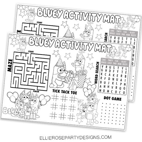 15 Free Bluey Birthday Decorations | Cute Touch To Your Party Bluey Birthday Coloring Pages Free, Free Printable Birthday Decorations, Bluey Printable Activities, Kids Party Activity Ideas, Free Bluey Birthday Printables, Bluey Games For Birthday Party, Bluey Party Printable, Bluey Keepy Uppy Printable, Bluey Activity Sheets