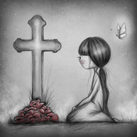 Lost Loved One Drawing, Losing Mom, Family Drawing, Black And White Art Drawing, Meaningful Drawings, Unique Drawings, Best Tattoo Designs, Dark Art Illustrations, Korean Art