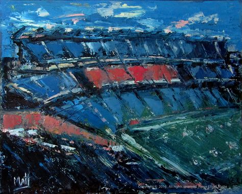 Football Stadium, oil painting, 16 x 20 in. New England Patriots, NFL Stadium Painting, Painting Football, About Football, Blue Desk, Football Stadium, Football Stadiums, New England Patriots, Football Team, New England