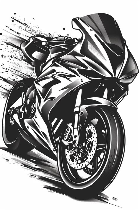 "Motorcycle Bike Super Sport Style" channels the thrill of speed and agility in a BLACK INK tattoo design. This dynamic portrayal captures the essence of high-performance motorcycles, embracing the sleekness and power of super sport style. Feel the adrenaline rush and the sleek lines of the bike in this captivating tattoo concept. 🏍️🖤 #motorcycle #bike #supersport #style #tattoo #design Adrenaline Drawing, Sport Bike Tattoo, Bike Tattoo Motorcycles, Moto Logo Design, Motorbike Drawing, Black Ink Tattoo, Bike Tattoo, Ink Tattoo Design, Motorcycle Tattoo