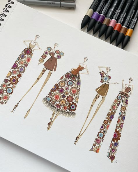 Need your help guys - planning my next print release and I’m thinking florals 🤗🫶🏼🥰 Which one of these is your favorite? #studioiva… | Instagram Croquis Fashion, Fashion Illustration Poses, Fashion Illustration Tutorial, Fashion Illustration Collage, Fashion Figure Drawing, Fashion Technology, Fashion Illustration Watercolor, Fashion Illustrations Techniques, Fashion Drawing Sketches