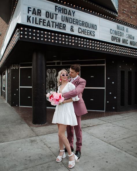 for the non traditional bride: here’s what an iconic retro elopement looks like Vegas 🫶🏼🥲 Non Traditional Bride, Retro Elopement, Open Mic Night, Traditional Bride, Comedy Show, Elopement, Photography