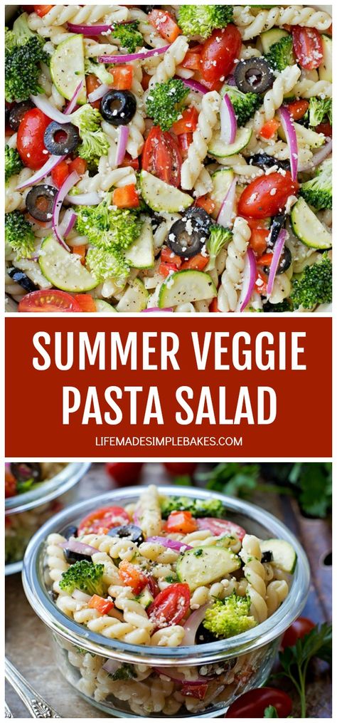 Vege Pasta Salad, Cold Pasta Salad Recipes Without Mayo, Pasta Salad No Meat, Primavera Pasta Salad, Summer Veggie Pasta, Vegetable Pasta Salads, Life Made Simple, Veggie Pasta Salad, Summer Eats