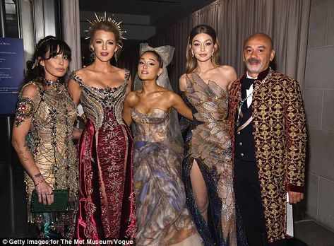 Picture perfect: The star posed with Ariana Grande and Gigi Hadid inside the venue... Met Gala Outfits, Met Gala Dresses, Heavenly Bodies, Gala Outfit, The Met Gala, Gala Dresses, Blake Lively, Gigi Hadid, Fancy Dresses