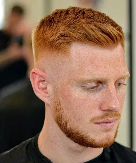 Crew Cut with Mid Skin Fade Short Mens Haircut Ginger, Mens Haircut Red Hair, Very Short Mens Hair, Ginger Men Hairstyles, Ginger Hairstyles Men, Mens Haircuts For Fine Hair, Fine Hair Hairstyles Men, Haircuts For Men With Fine Hair, Men’s Haircut For Thinning Hair